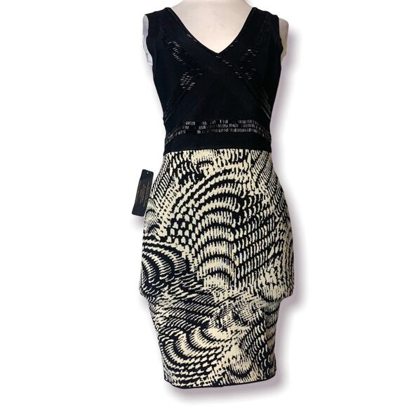 NWT Bebe bodycon bandage dress beaded top sz S - Picture 1 of 5